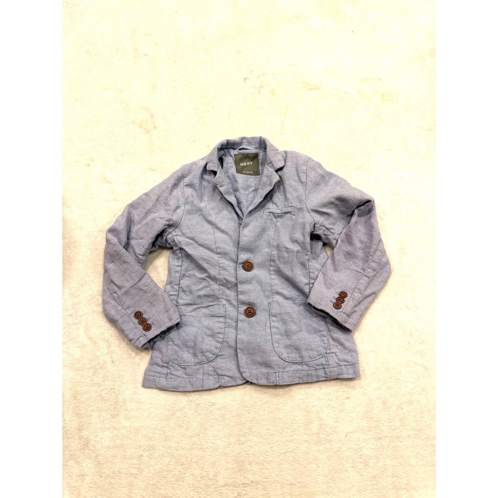 Next Kids Blue Linen Blend Blazer Jacket Size 5-6 Years 334-215-189